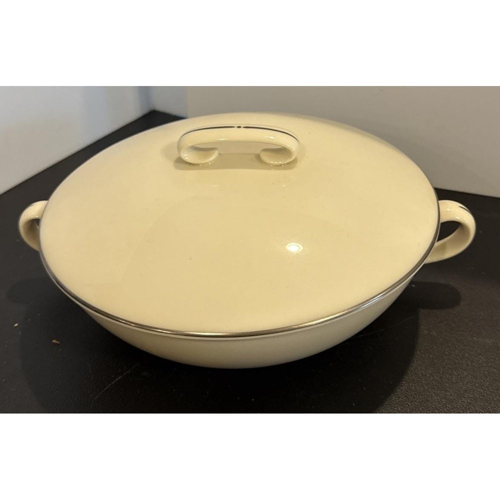 Lenox Olympia Platinum Silver Rim Covered Handles Serving Dish USA X-303P